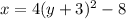 x=4(y+3)^2-8