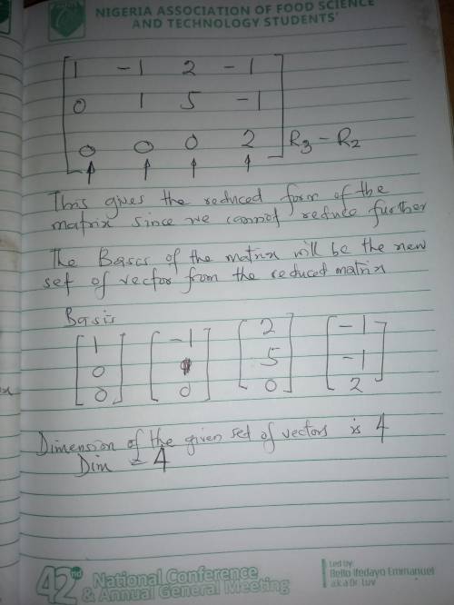 Find the dimension of the subspace spanned by the given vectors. [Start 3 By 1 Matrix 1st Row 1st Co