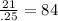 \frac{21}{.25} = 84