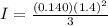 I = \frac{(0.140) (1.4)^2}{3}