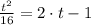 \frac{t^{2}}{16} = 2\cdot t - 1