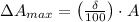 \Delta A_{max} = \left(\frac{\delta}{100} \right)\cdot A