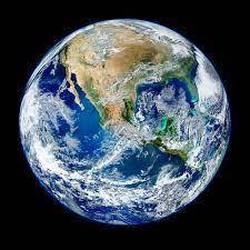 The blue line oval around the Earth represents the Earth’s oceans. What do you notice about the posi