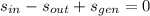 s_{in} - s_{out} + s_{gen} = 0