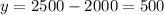 y=2500-2000=500