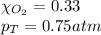 \chi_{O_2}=0.33\\p_T=0.75atm