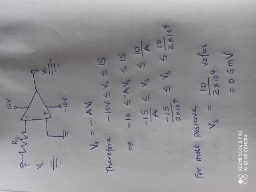 The following two questions refer to the circuit below. Consider a non-ideal op amp where the output