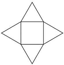 Which set of shapes could be used to form a net for a square pyramid? A.1 square and 4 triangles B.2