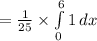 =\frac{1}{25}\times \int\limits^{6}_{0}{1}\, dx