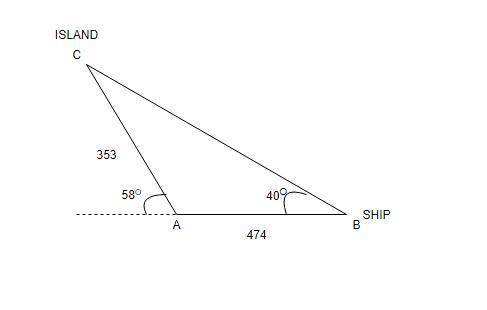 A marine surveyor uses a rangefinder and a compass to locate a ship and an island in the vicinity of