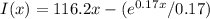 I(x) = 116.2x-(e^{0.17x}/0.17)