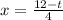 x = \frac{12-t}{4}