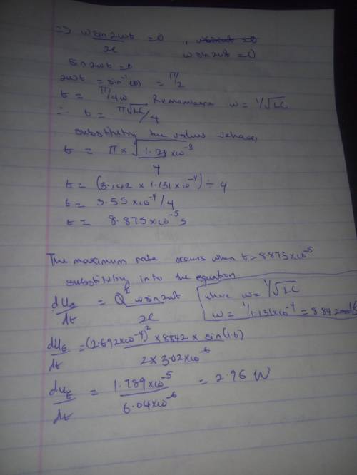 In an oscillating LC circuit, L = 4.24 mH and C = 3.02 μF. At t = 0 the charge on the capacitor is z