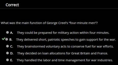 What was the main function of George Creel’s “four-minute men”?