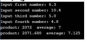 3.14 LAB: Simple statistics for Python Given 4 floating-point numbers. Use a string formatting expre