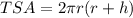 TSA=2\pi r(r+h)