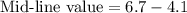 \text{Mid-line value}=6.7-4.1