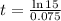 t = \frac{\ln{15}}{0.075}