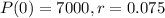 P(0) = 7000, r = 0.075