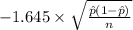 -1.645 \times {\sqrt{\frac{\hat p(1-\hat p)}{n} } }