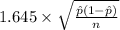 1.645 \times {\sqrt{\frac{\hat p(1-\hat p)}{n} } }