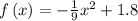f\left(x\right)=-\frac{1}{9}x^{2}+1.8