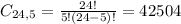 C_{24,5} = \frac{24!}{5!(24-5)!} = 42504