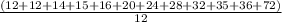 \frac{\left(12+12+14+15+16+20+24+28+32+35+36+72\right)}{12}