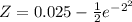 Z = 0.025 - {\frac{1}{2}  e^{-2^2}}