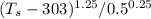 (T_{s} - 303)^{1.25}/0.5^{0.25}