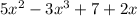 5x^2-3x^3+7+2x