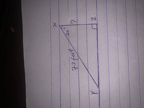 In ΔXYZ, the measure of ∠Z=90°, the measure of ∠X=20°, and XY = 73 feet. Find the length of ZX to th