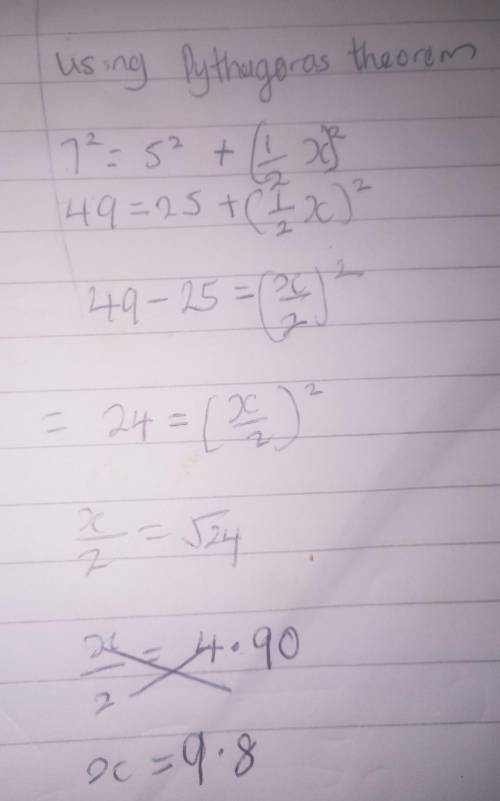 Find the value of x.If your answer is not an integer, round to the nearest tenth. Answer A)9.8 B)10.