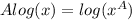 A log (x) = log(x^{A})