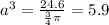 a^3 = \frac{24.6}{\frac{3}{4} \pi } = 5.9