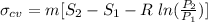 \sigma_{cv}=m[S_2-S_1-R\;ln(\frac{P_2}{P_1}) ]
