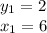 y_1 = 2\\x_1 = 6