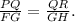 \frac{PQ}{FG}=\frac{QR}{GH}.