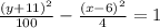 \frac{(y+11)^2}{100} -\frac{(x-6)^2}{4} =1