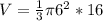 V = \frac{1}{3} \pi 6^2 * 16