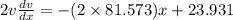 2v\frac{dv}{dx} =-(2 \times 81.573)x+23.931