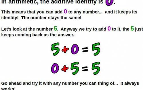 Write an algebraic expression that illustrates the additive identity.