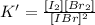 K'=\frac{[I_2][Br_2]}{[IBr]^2}