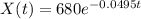 X(t) = 680e^{-0.0495t}