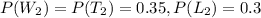 P(W_2)=P(T_2)=0.35, P(L_2) = 0.3