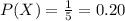 P(X)=\frac{1}{5}=0.20