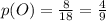 p(O)=\frac{8}{18}=\frac{4}{9}