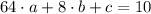 64\cdot a + 8\cdot b + c = 10