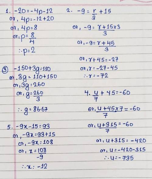 I need you to show your work for each problem 
1-5