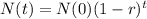 N(t) = N(0)(1-r)^{t}